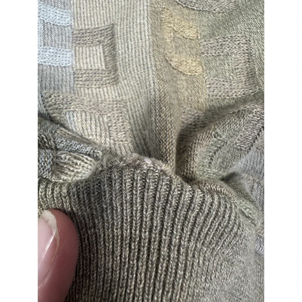 Tundra Canada Sweater Mens XL Pullover Knit Beige Green Geometric Crew 90s Cosby